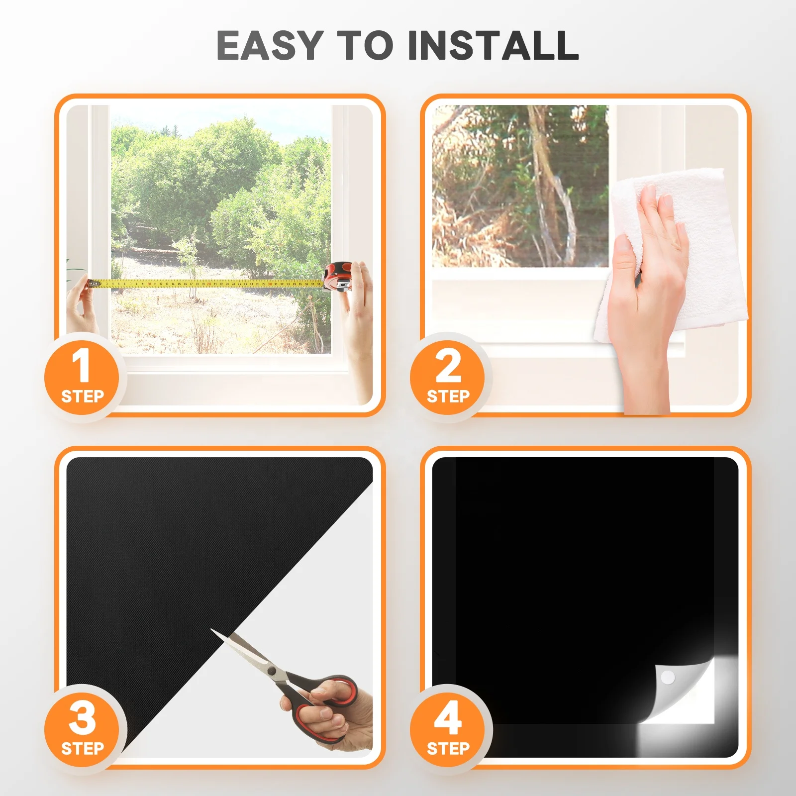 100% Blackout Material Portable Shades DIY Cut to Any Size or Shape Blackout Blinds