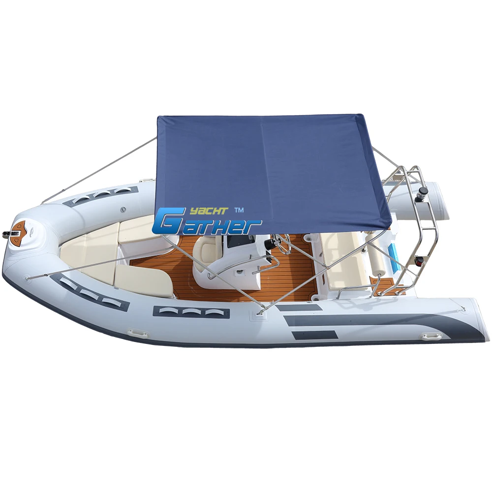 Europe 17ft Fiberglass Hull Inflatable Boat RIB520E Hypalon 8 Capacity With console,front sundeck,EVA floor and ss bar for sale
