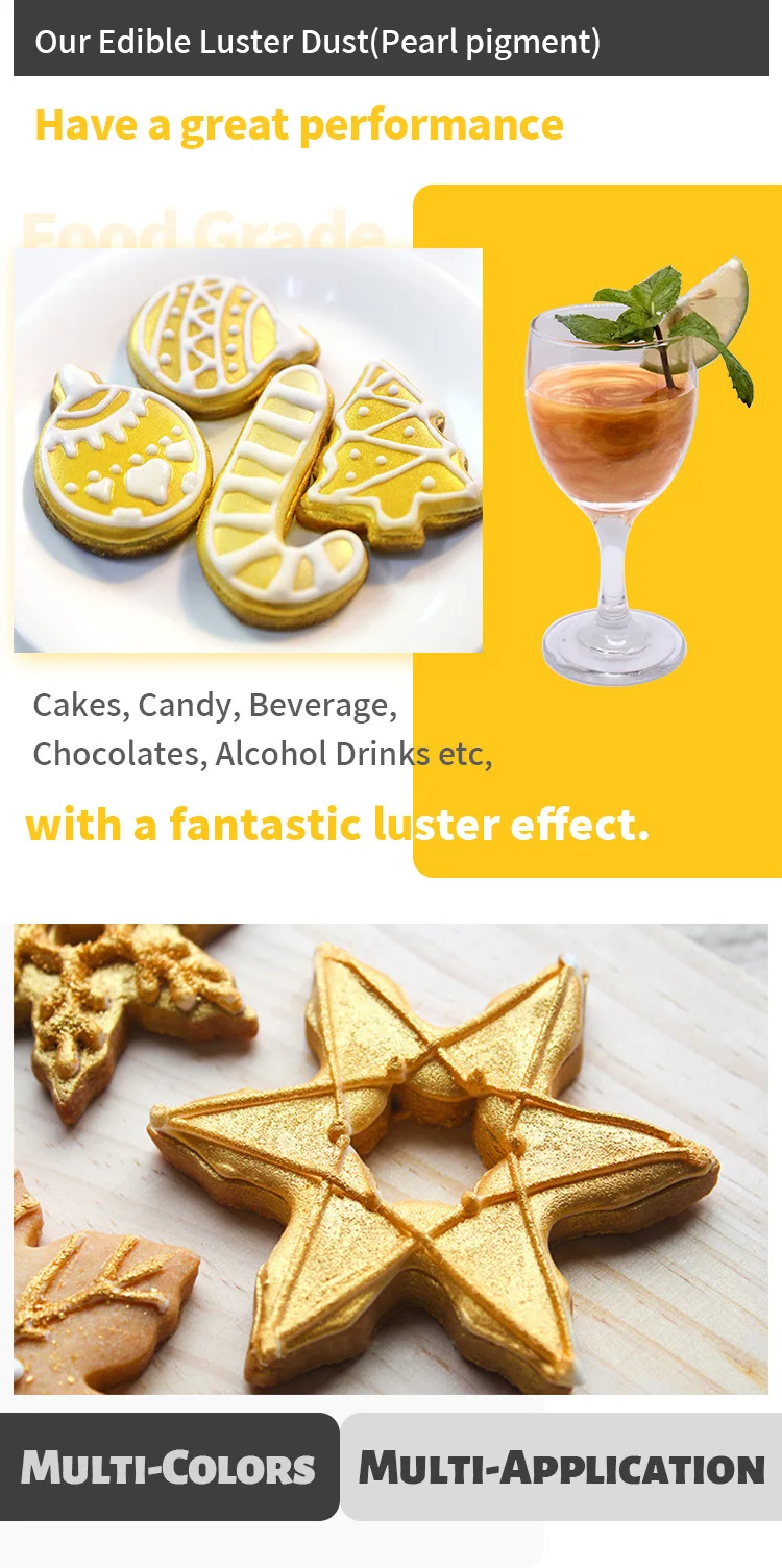 5g Food-Grade glitter dust for Baking fondant cake Decoration Pearl Powder Gold Silver