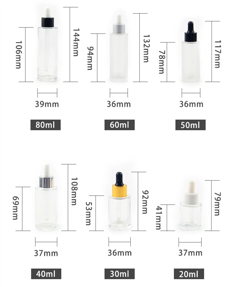 Hot Sale 20ml 30ml 50ml Translucent Colorful Essential Oil and Perfume Bottles Screw Cap Dropper Serum Dispensing Device