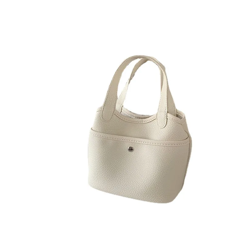Korea Bag 2022 New Fashion Shopping Basket Handbag Simple Soft Leather Texture Shoulder Bucket Bag Female Wholesale