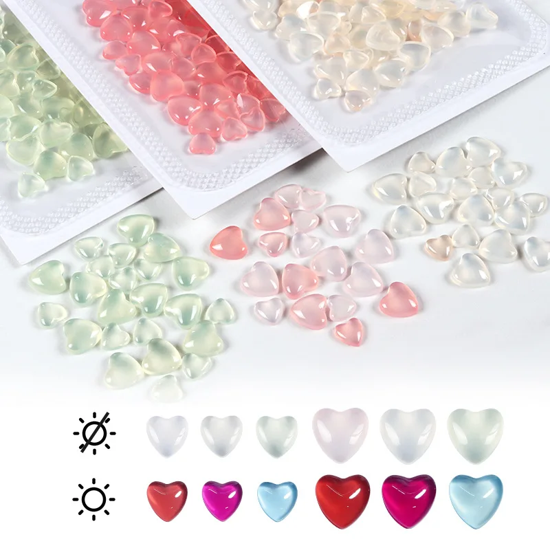 Wholesale 75Pcs Flatback Resin Light Change Heart Love Nail Charms Design for Women Nail Art