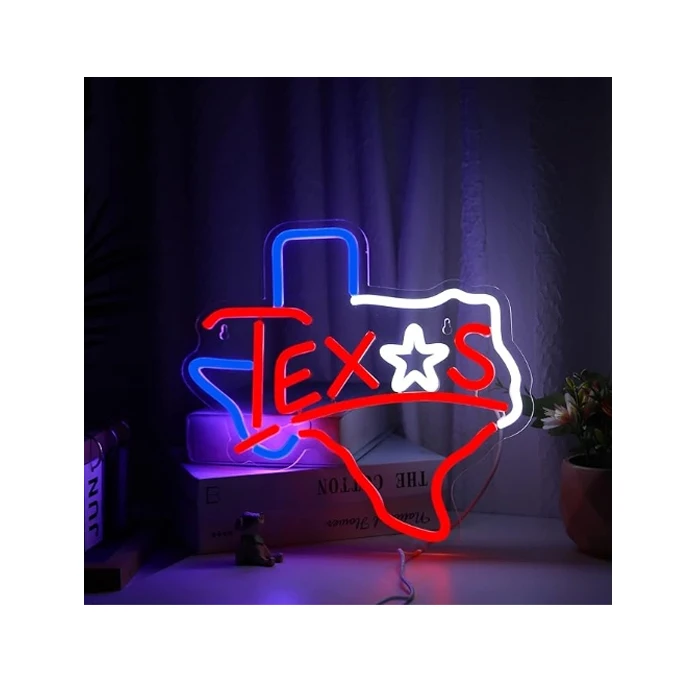 Texas Neon Sign for Room Decor Texas Longhorn Neon Sign Lone Star Neon Light Sign Dimmable for Bar Wall Art Birthday Gift