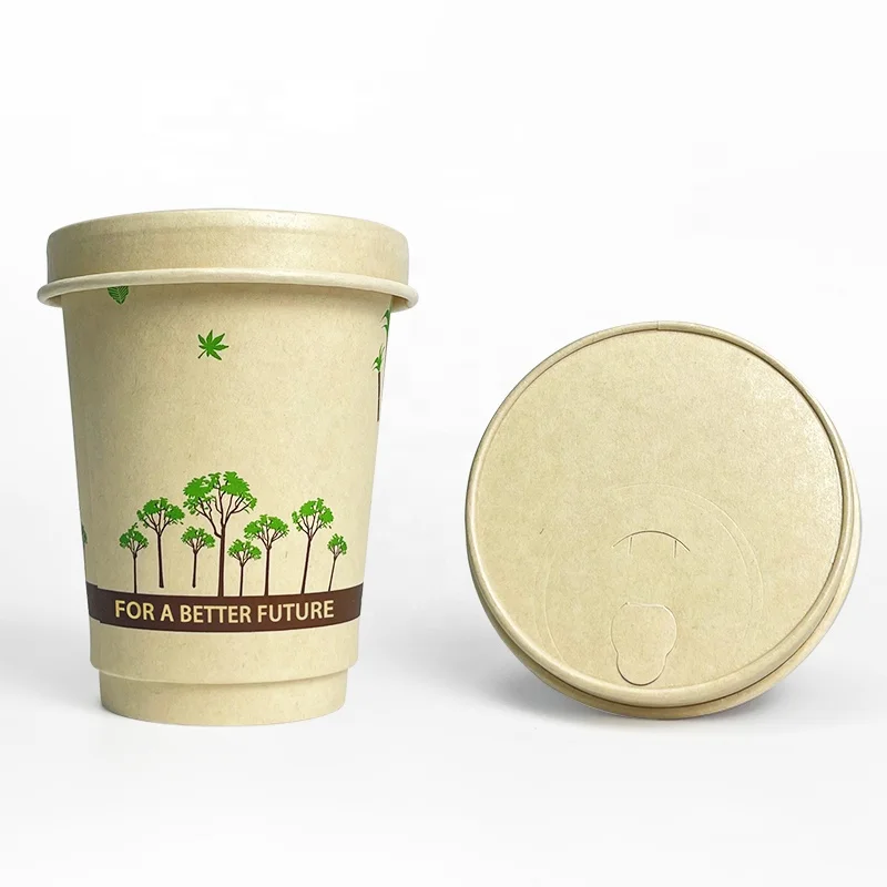 PLA Coated Bagasse Biodegradable Compostable Cup Lids Disposable Leakproof 80mm 90mm Flat Lid Takeout Coffee Cup Paper Cup Lid