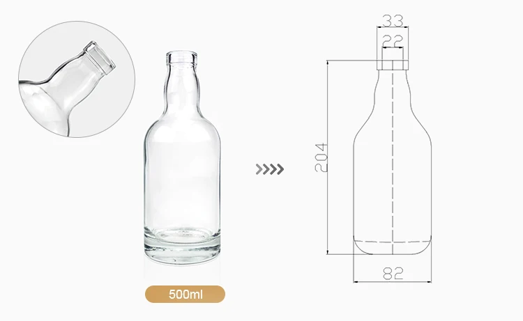 Empty  Glass Liquor Bottle 700ml 750ml Clear Gin Whiskey Vodka Liquor Spirit Bottle for Liquor Rum