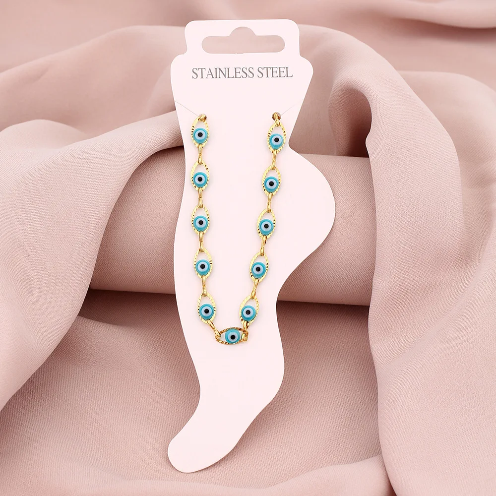 Summer fashion all-match couple titanium steel anklet girl dripping eyes feet Chain accessory anklet