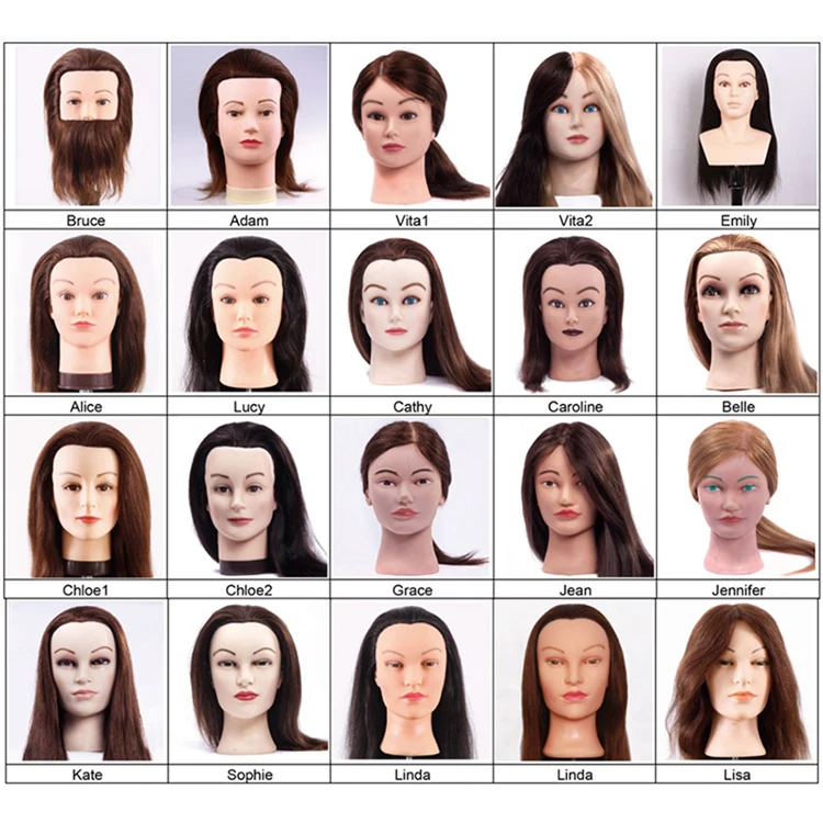 Mannequin Head 100% Human Hair Cosmetology Hairdressing Training Doll for Hair Styling