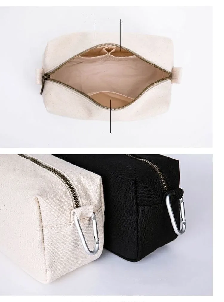 Organic Cotton  Cosmetic Bag  Blank DIY Craft Bag Canvas Pencil Case Blank Makeup Bags- Canvas Pencil Pouch