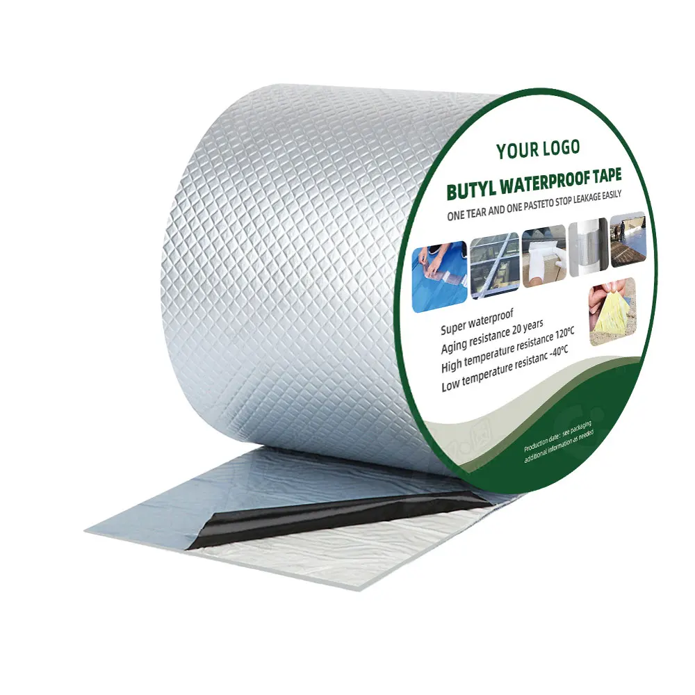 Wholesale 5m x 48mm Self Adhesive Aluminum Foil Butyl Tape Waterproof Roofing Membrane For Roof Crack Sealing