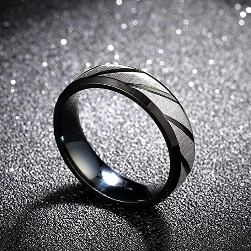 European Hot Sale Simple Double Bevel Embossed Twill Rings Fashion Popular Stainless Steel Rings for  Men