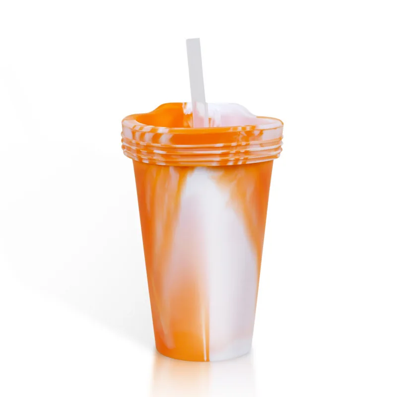 2024 Hot Selling 16OZ Food Grade Silicone Drinking Straw Cup Car Drinking Bottle Cup Silicone Tumbler Coffee Cup For Adults