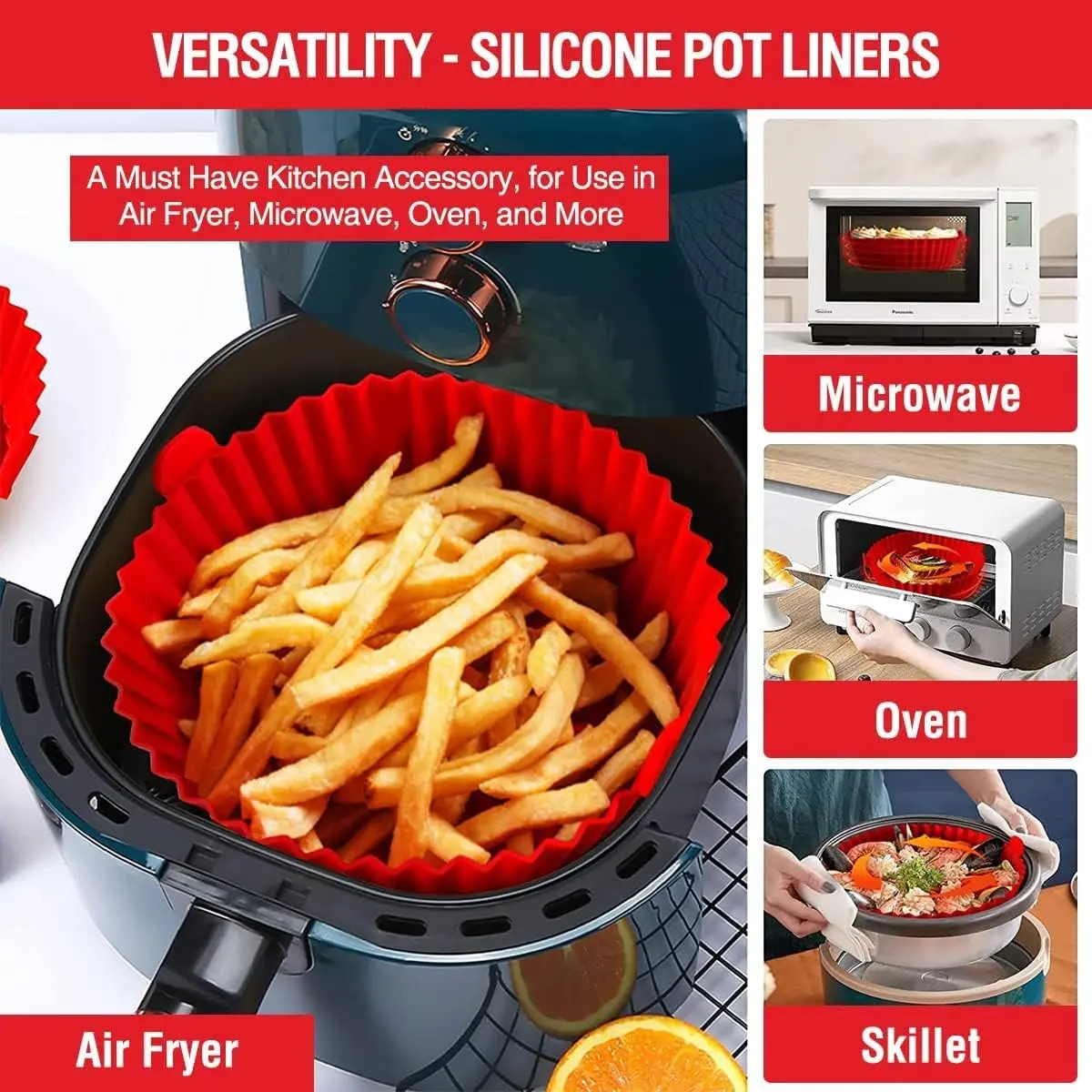 20cm BPA Free Air Fryer Liners Silicone Mat Silicone Air Fryer Mats Air Fryer Silicone Pot