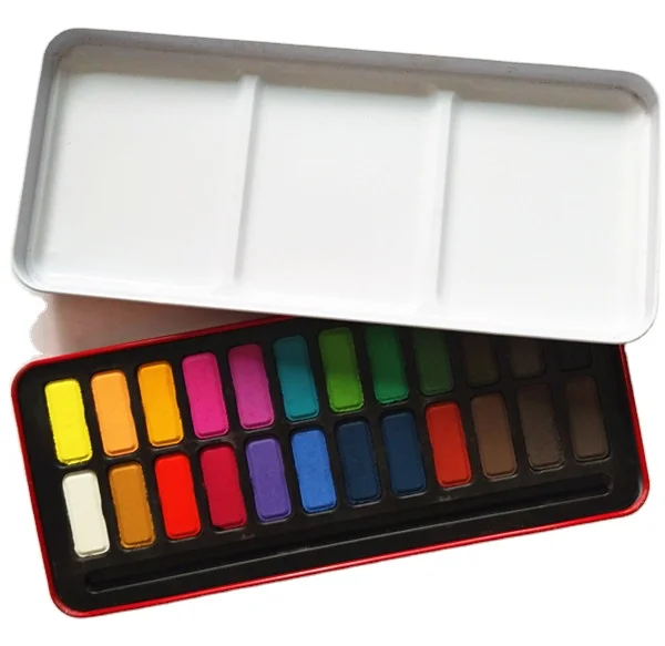 Manufacturer supply  high quality 24pcs water color solid watercolors  with EN71 ASTM test
