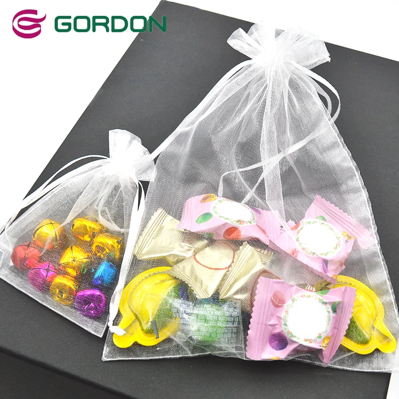 Gordon Ribbons Wholesale Drawstring Gift Organza Sheer Pouches Handmade Colorful Pouches for Jewelry Package
