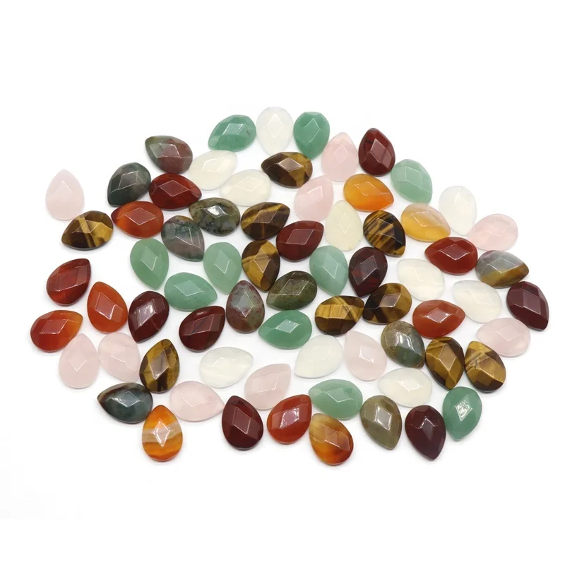 Natural Gemstone13X18mm drop Cabochon loose bead  faceted no hole beads patch for ring material