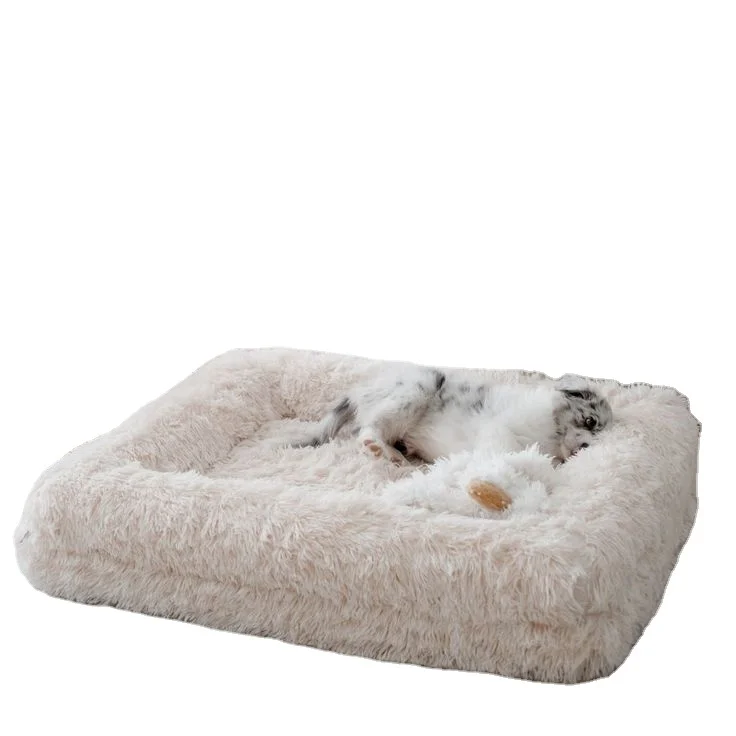 High Quality Orthopedic Pet Bed Winter Velvet Nest Cooling Feature Memory Foam Square Boucle Cover Solid Animal Dogs Cats