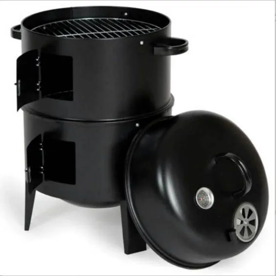 BBQ Grill Round Charcoal Stove Outdoor Bacon Portable 3 in 1 Barbecue Grills Double Deck Smoker Oven Camping Picnic Cooking Tool