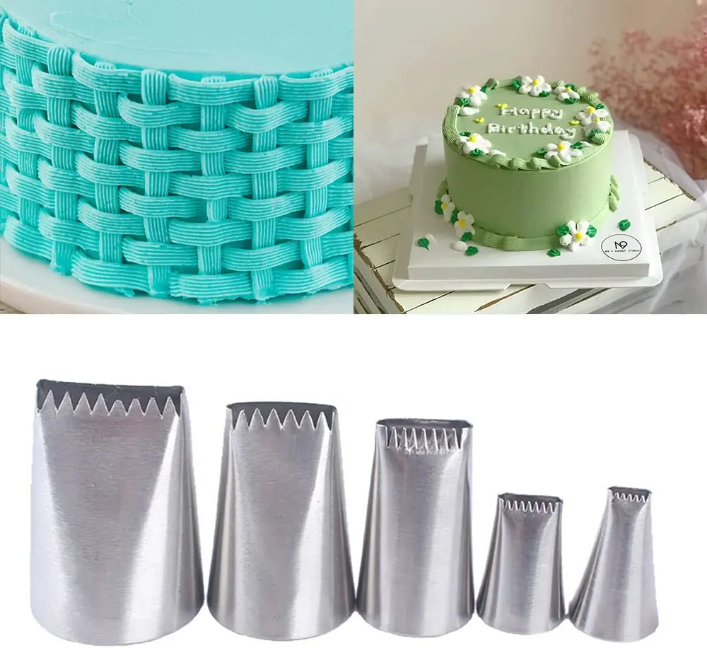hot sale 5pcs set lnozzles 304 Stainless Steel Pastry nozzles piping tips Cake tool Supplier