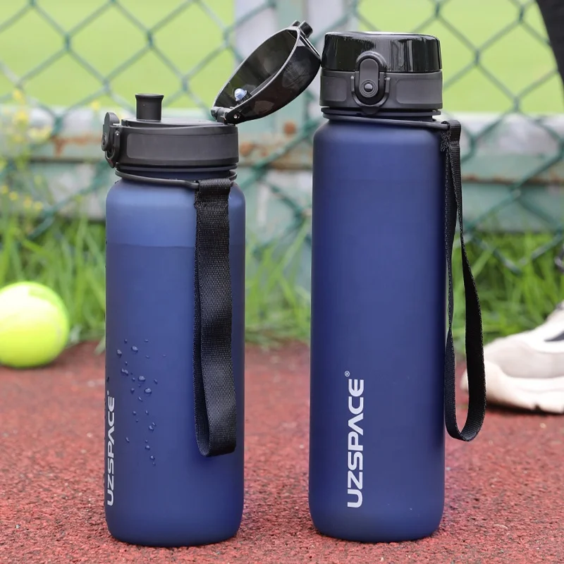 Hot Sale UZSPACE 32oz 1liter Tritan BPA Free Bicycle Plastic Drinking Frosted Colorful Nice  Water Bottle With 1-Click Open Lid