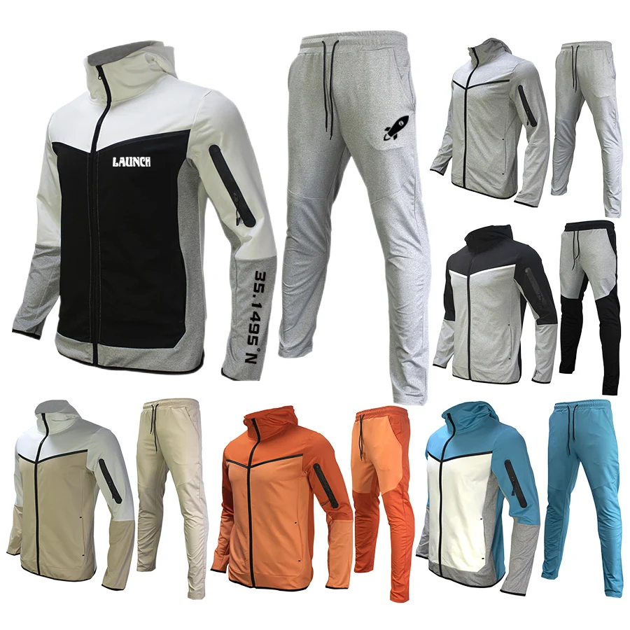 Men Hooded Sportswear Basketball Football Fitness Leisure Team Uniform Training Wear Zipper Jacket Tech Tracksuit Sweatsuit
