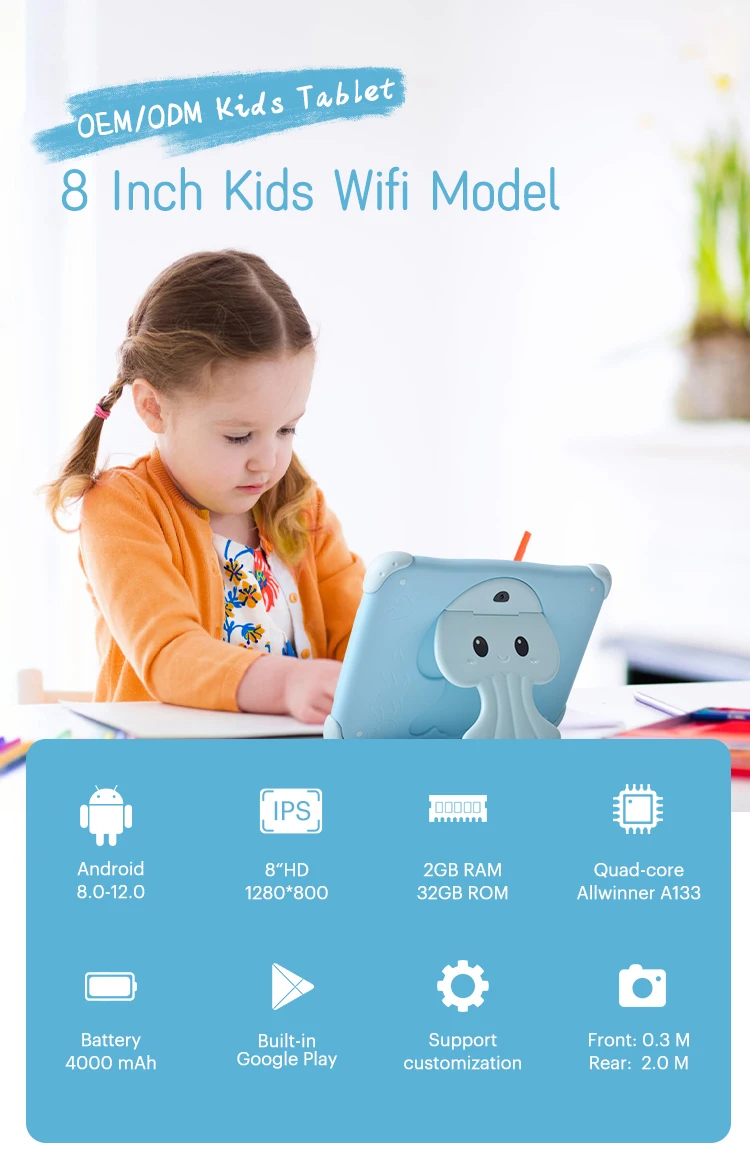 Wholesale Custom 8 inch Tablet Children Education Tablets Android Wifi Tabtle Pc For Kids