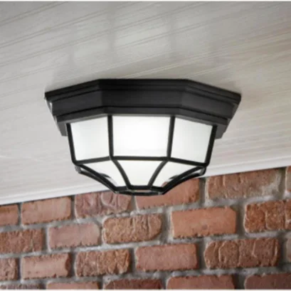 Traditional Octagon Matte Black/White 11 Inch Led Exterior Ceiling Lamps for Entrance Corridor