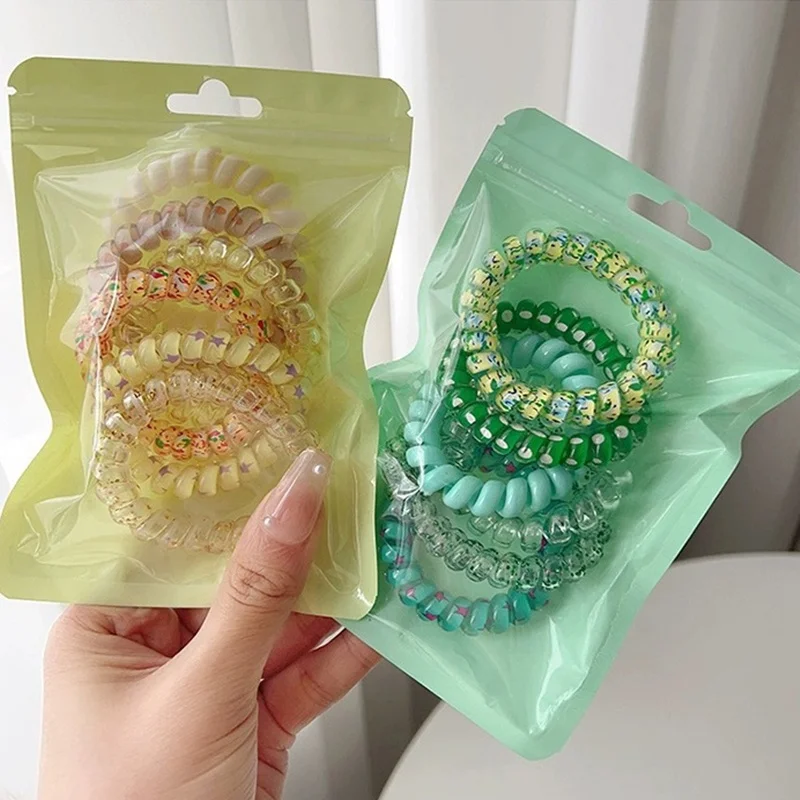 6pcs/bag Elastic Hair Scrunchies Ponytail Rope Telephone Wire Coils for Women Accessory