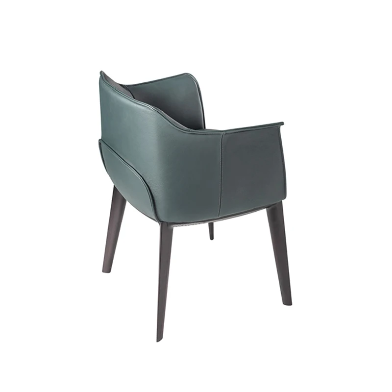 Italian design modern comfortable leather seat luxury solid wood chair base bedroom leisure chair dining chair restaurant