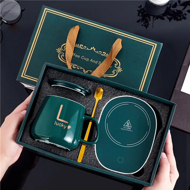 Smart Heating Pad Temperature Control 55 Degree Thermotatic Ceramic Coffee Mug USB Electric Charging Cup Warmer