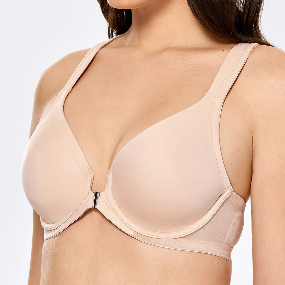 Front Closure Unlined Underwire Support Bra Big Breast Power Back MInimizer Plus Size Bras
