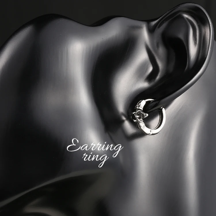 Fashion Punk Style Flower Shape Micro Inlay Diamond Stainless Steel Unisex Piercing Jewelry Earrings