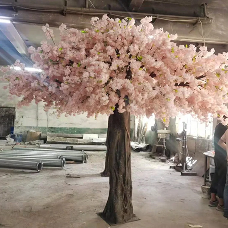 1.5m Pink White Indoor Tree Artificial Plant Wedding Table Centerpiece Fake Cherry Blossom Tree For Festival New Year Home Decor