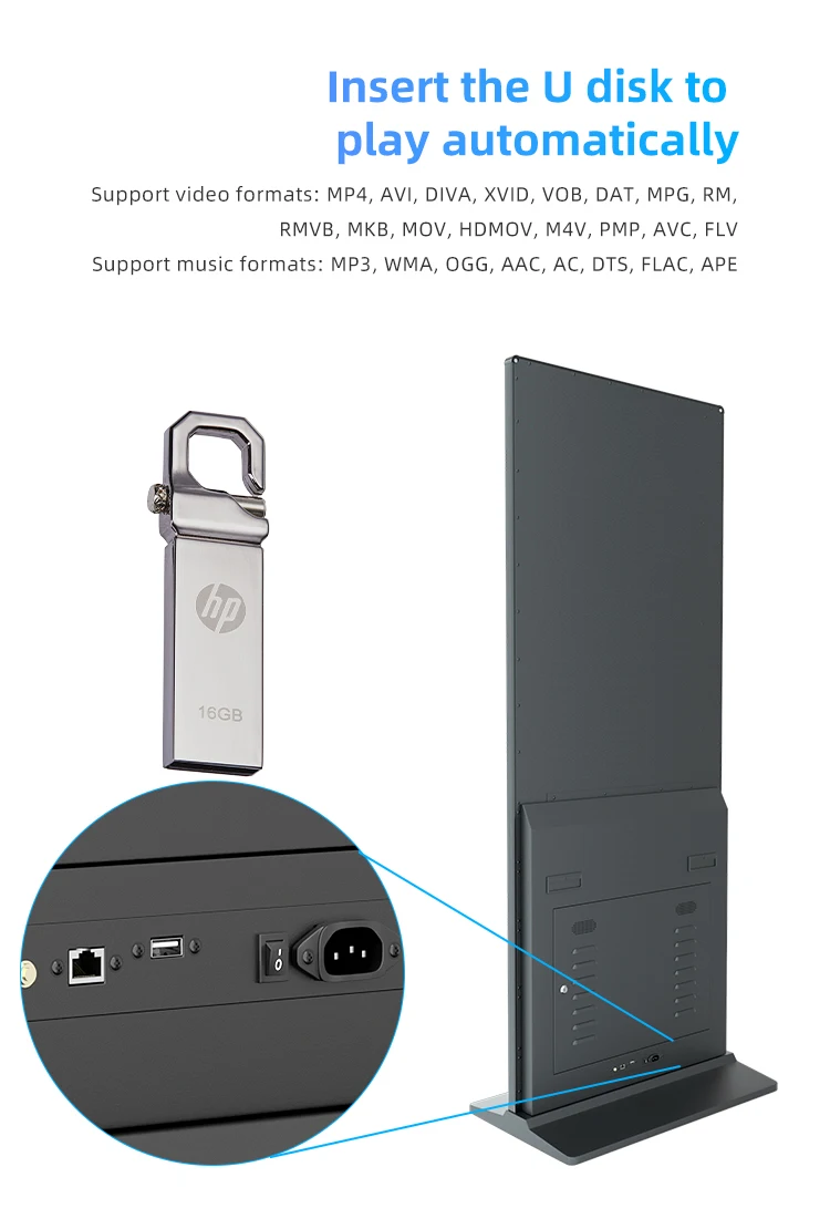 49inch ultra-thin floor-mounted advertising Totem indoor LCD digital signage display Android touch screen kiosk