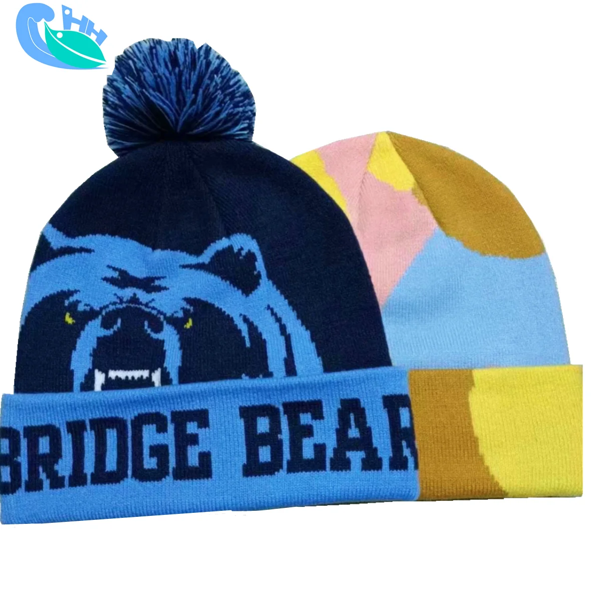 Вязаная шапка-помпон BSCI Oem с черепом оптовая продажа теплая зимняя шапка для лыж из акрилового жаккарда вышивкой