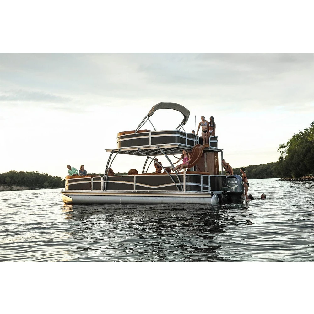 Best quality Luxury Leisure Sightseeing party barge tritoon pontoon boats for sale