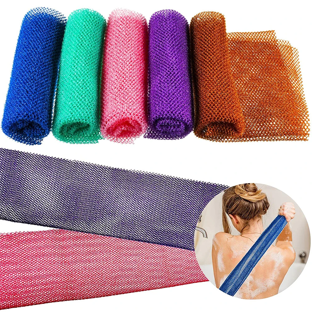 Colorful Nylon Wash Net Exfoliating Back Long Scrubber Body Bathing Sponge New Shower African Net Sponge