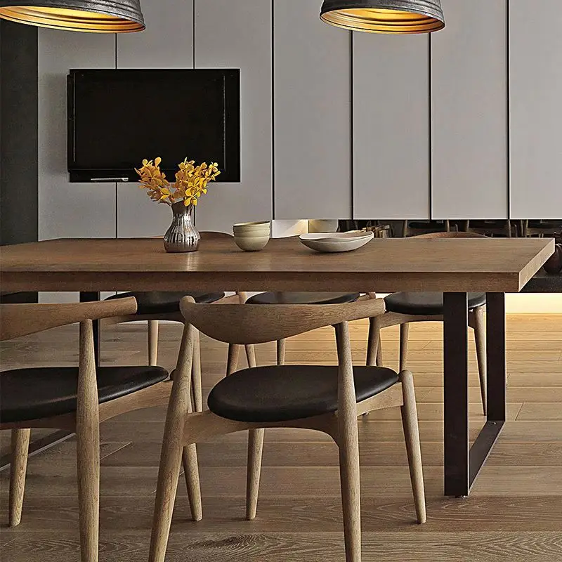 Modern Living Room Furniture Top Metal Frame Wooden Dining Table