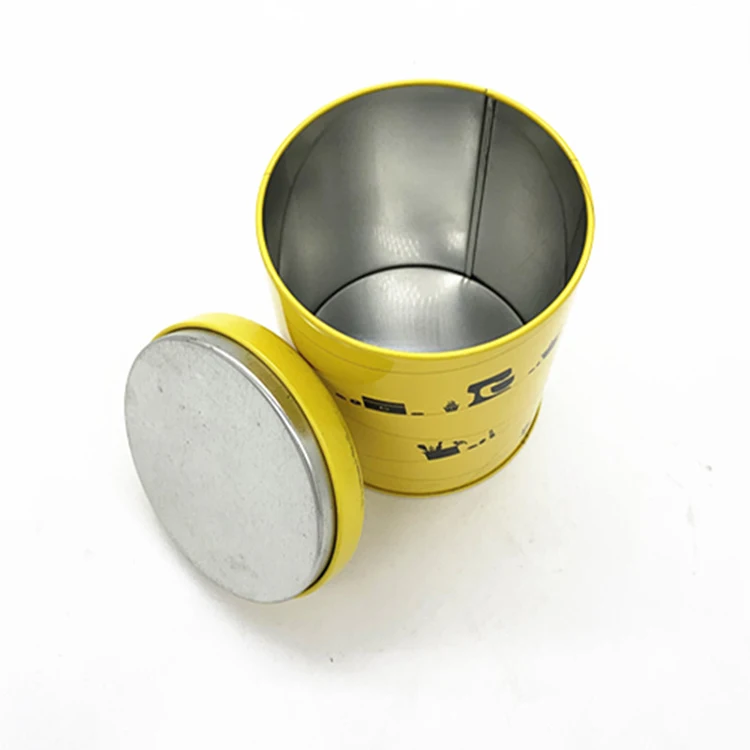 manufacturers supply round tinplate box metal food packaging can with push lid tin tea