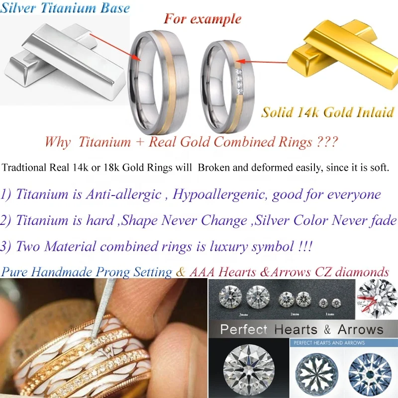 Custom Alliances Designer anillos bague anel Real 14k gold couple Wedding rings set for men and women moissanite diamond ring