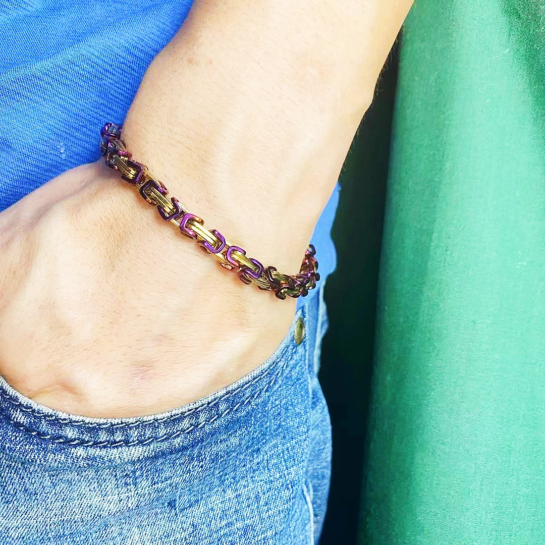 014 European and American fashion single piece stainless steel simple hip hop hand back Bracelet