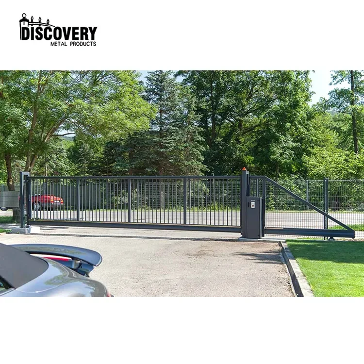 Hot sale outdoor entrance gate automatic metal sliding gate with opener powder coated aluminum driveway gates