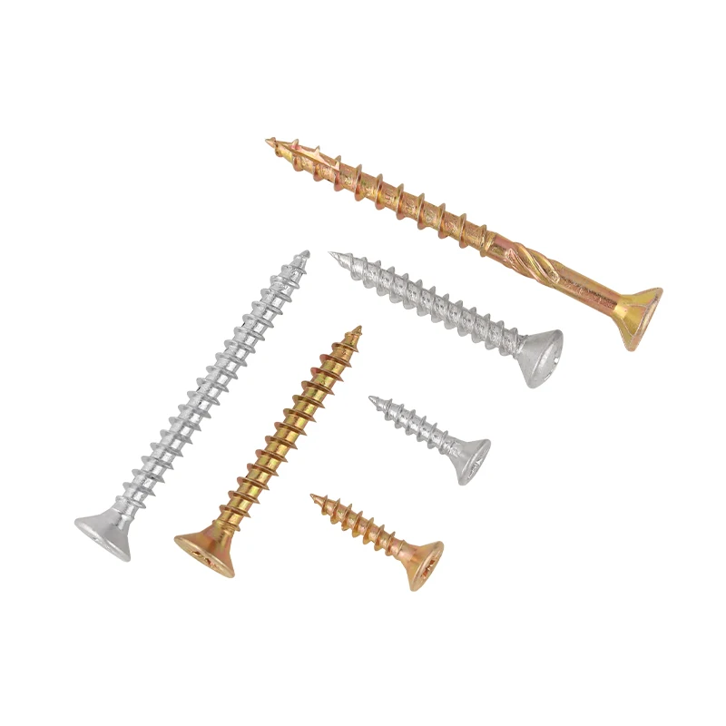China Manufacturer Suppliers double Countersunk Head white yellow Zinc Plated Sawed mdf parafuso Chipboard Screw