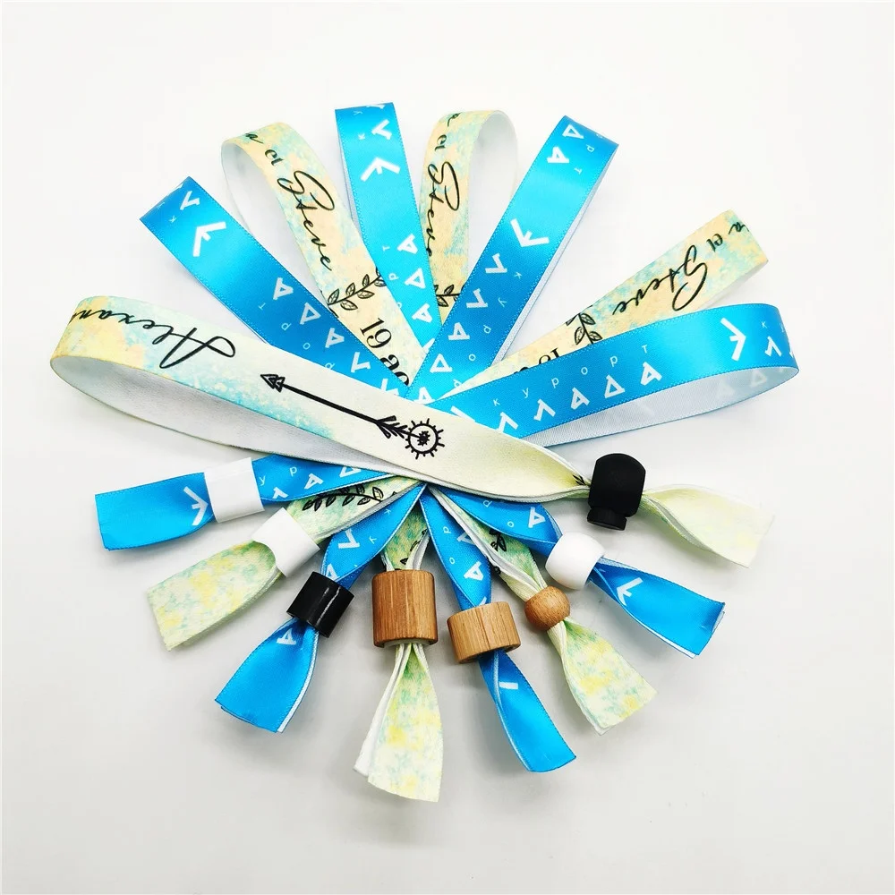 Party Custom Barrel Lock Wristband Plain Fabric Festival Cloth Entrance Ticket Event Satin Wristband For Activity Concert