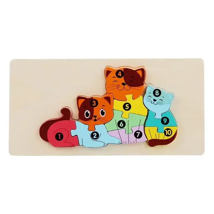 Best Selling Parent-Child Interactive Wooden Toys Baby Early Education Puzzle 3D Cartoon Blocks Children Animals Puzzle