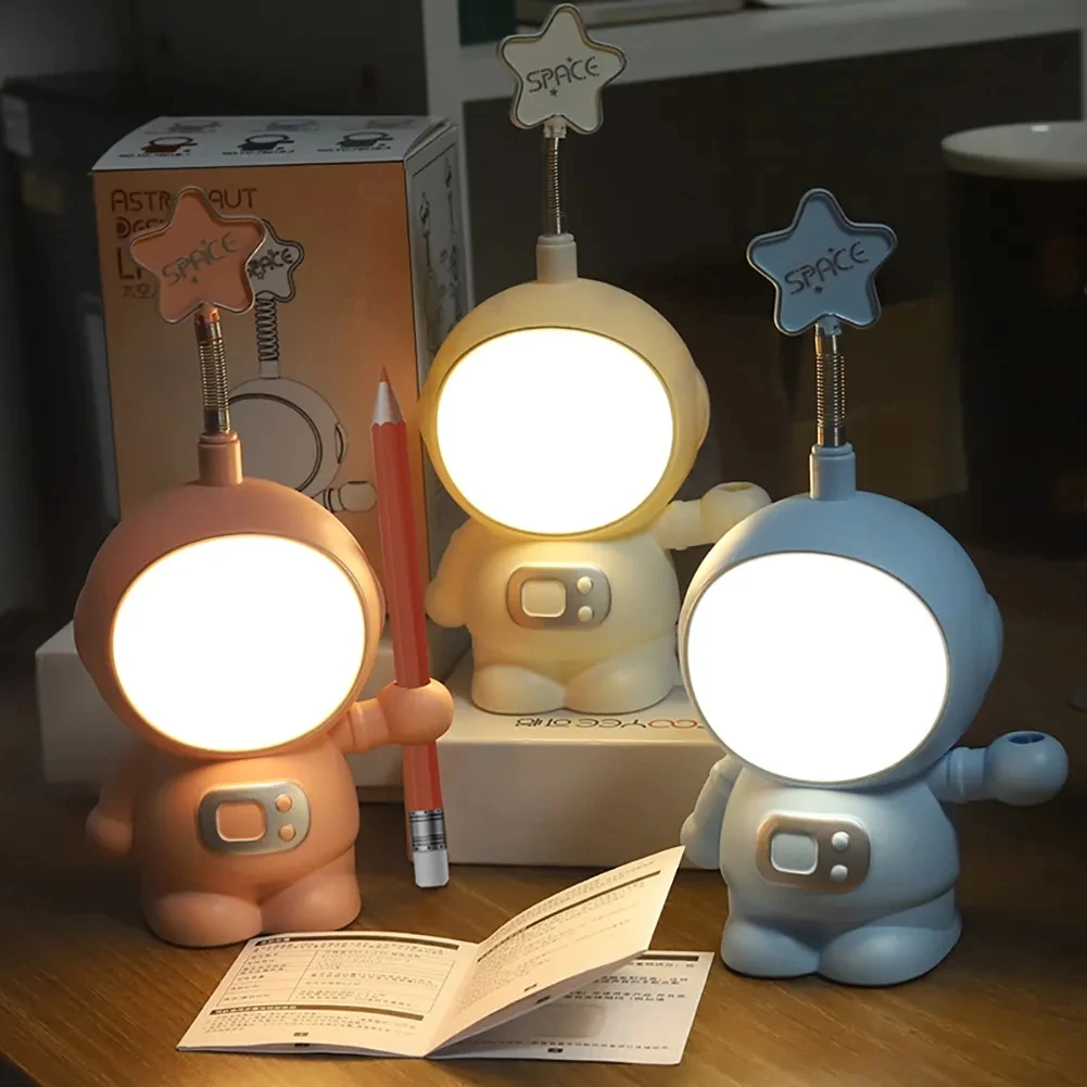 Desktop Ornaments Lamp Astronaut USB Rechargeable Night Light Table Lamp With Pencil Sharpener Reading Desk Lamp