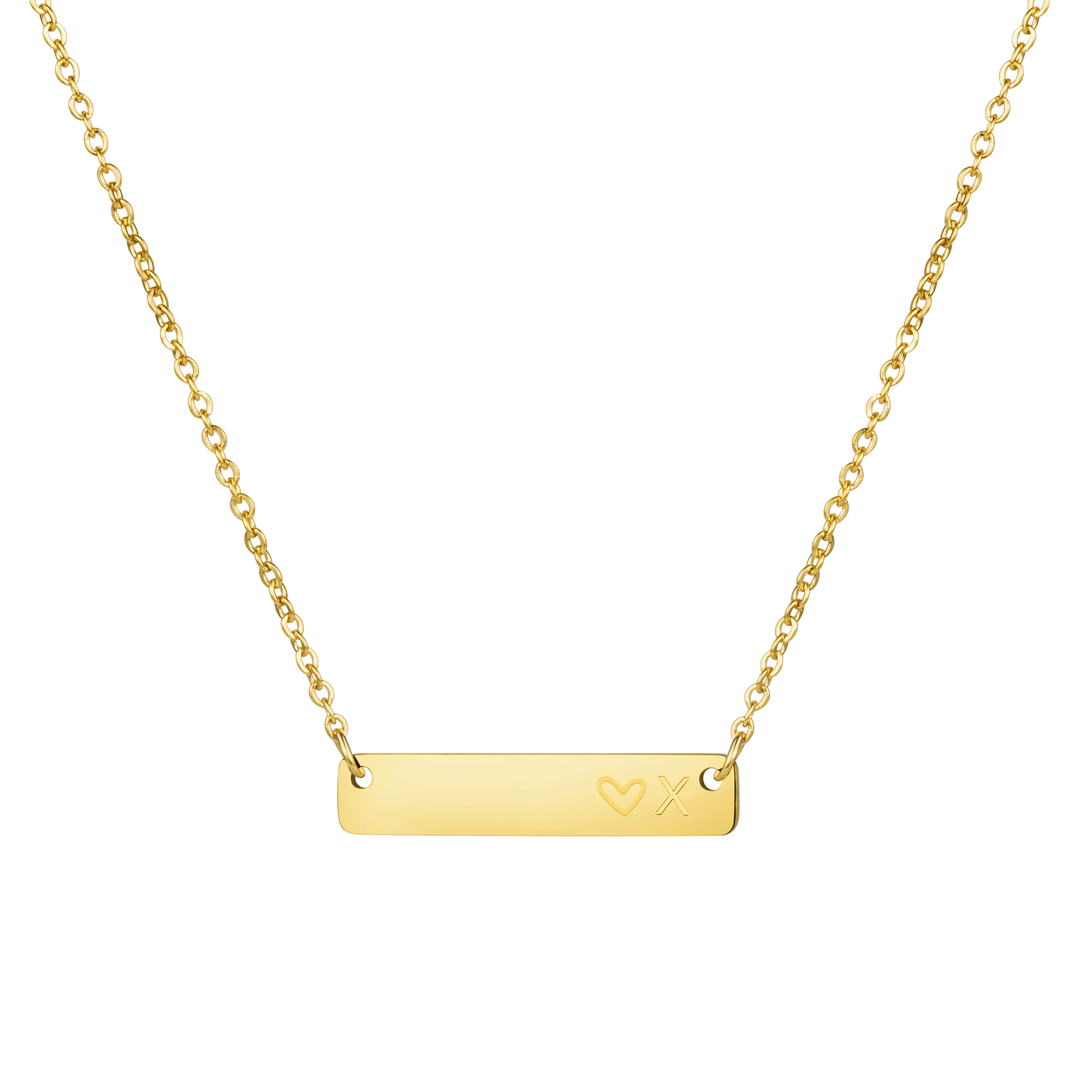 In Stock 18k Gold 316L Stainless Steel Pendant Necklace Charm Jewelry Gold Plated Bar Pendant Necklace