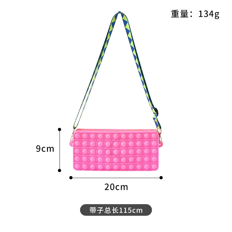 Amazon Hottest Rainbow Push Bubble pencil case Anti Stress Sensory Silicone Fidget Shoulder Bag
