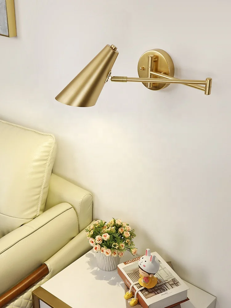 Wall Lighting Swing Arm Adjustable Wall Sconce Wall Lamp for Bedside American Telescopic Rotating Folding Fixtures 1 Light Metal