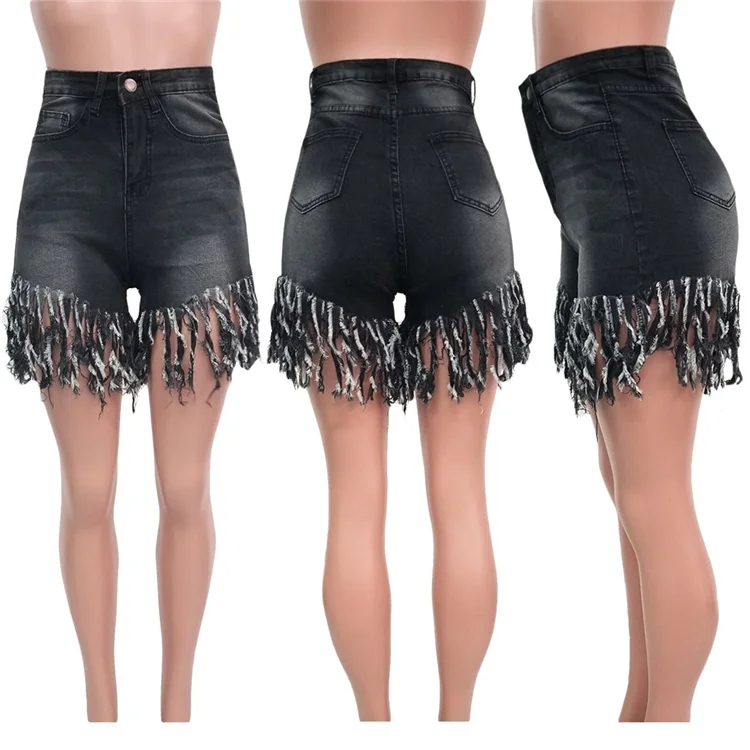 XXXL Plus Size Fashion Tassel Hot Pants Denim Women Short Jeans