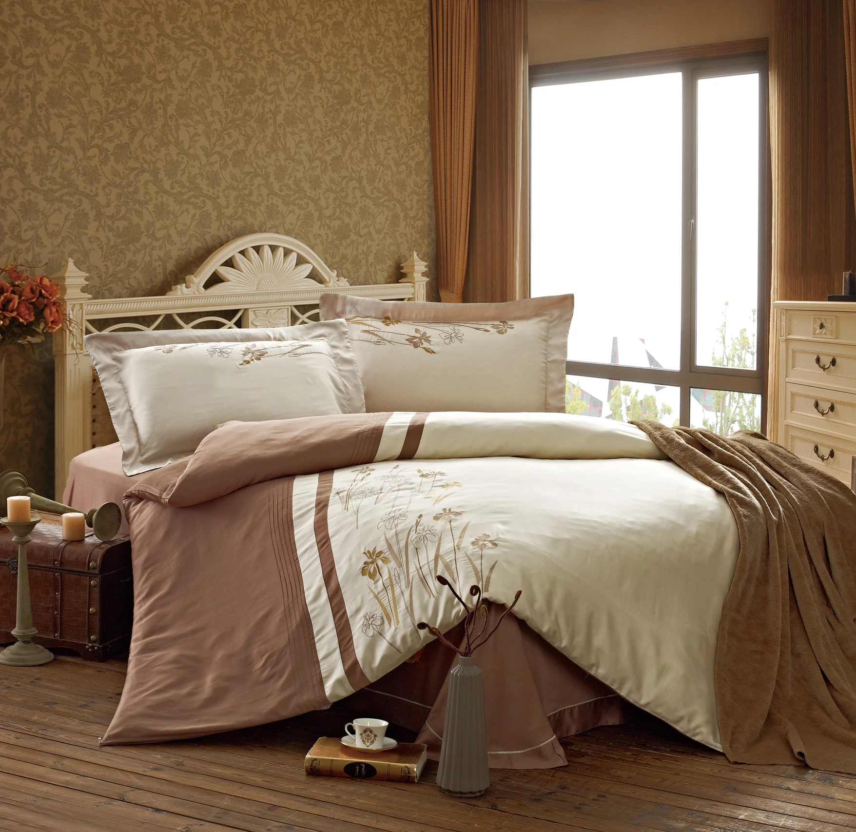 
4 piece luxury home duvet cover bedding set 100% cotton 